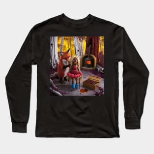 AI generated red fox making chocolate haunted doll Long Sleeve T-Shirt